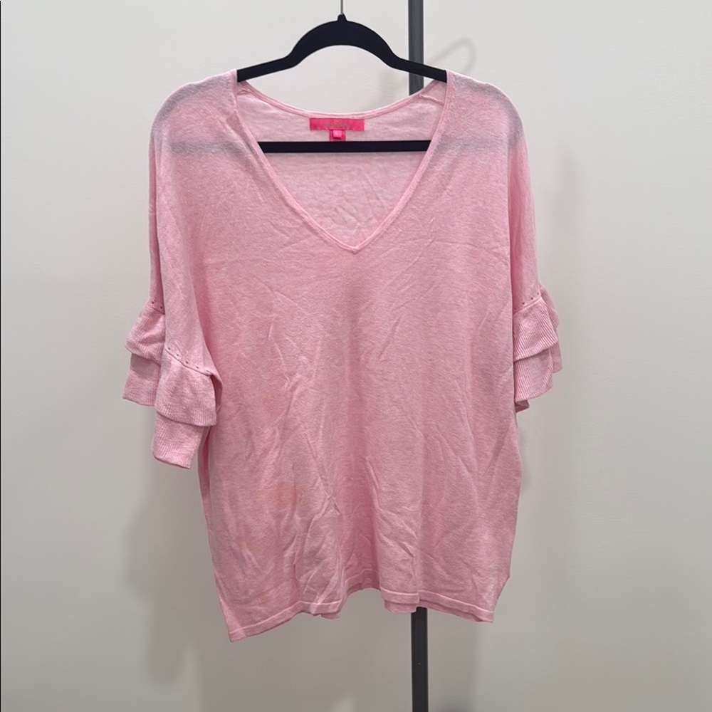 Lilly Pulitzer Pink Ruffled Blouse Relaxed Fit